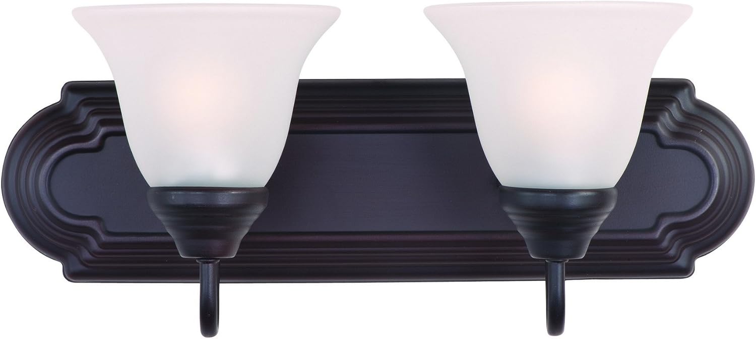 Maxim Lighting Essentials 2-Light Bath Vanity Light | Rubbed Bronze Finish | Transitional Bath Vanity Light | Ideal for Bathrooms & Powder Rooms | Dimmable Damp Rated | 8012FTOI