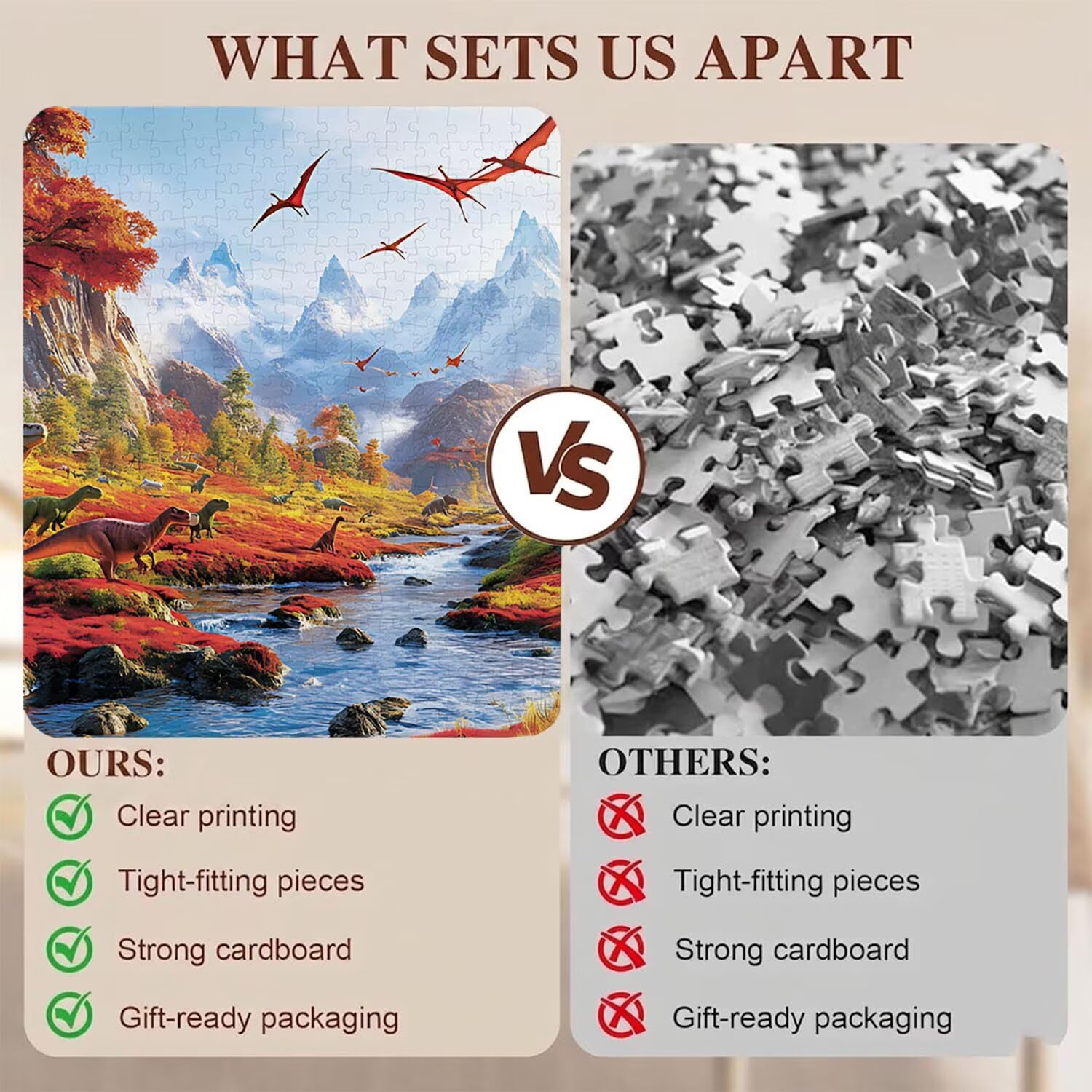 Puzzle 2000 Pezzi Classici, Puzzle Dinosauro mondo 99 x 70 cm, Gioco Educativo e Antistress in Legno con Poster Incluso, Ttività DIY per Famiglia, Regalo per Appassionati, Decor Parete Casa, f0-598