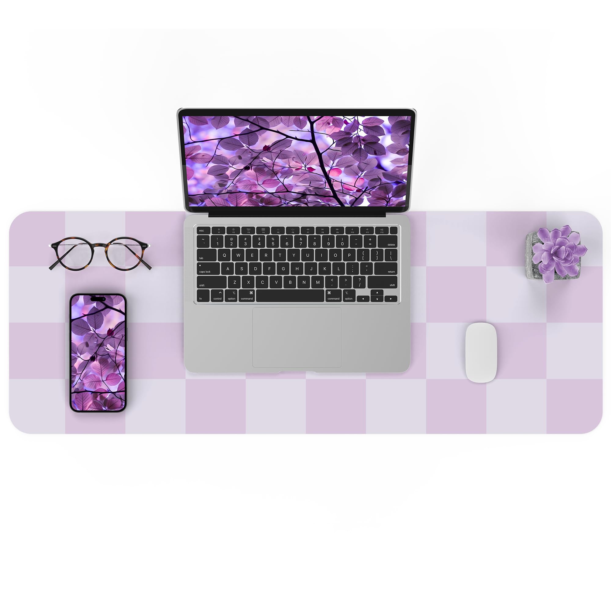 Non-Slip Desk Pad, Mouse Pad, Waterproof PU Leather Desk Protector, Large Desk Blotter, Easy Clean Laptop Desk Writing Mat for Work/Home/Decor(Purple