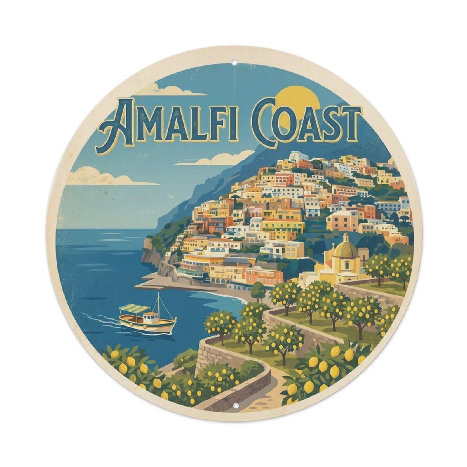 Classic Amalfi Coast Italy Landmark Landmark Travel Metal Tin Sign