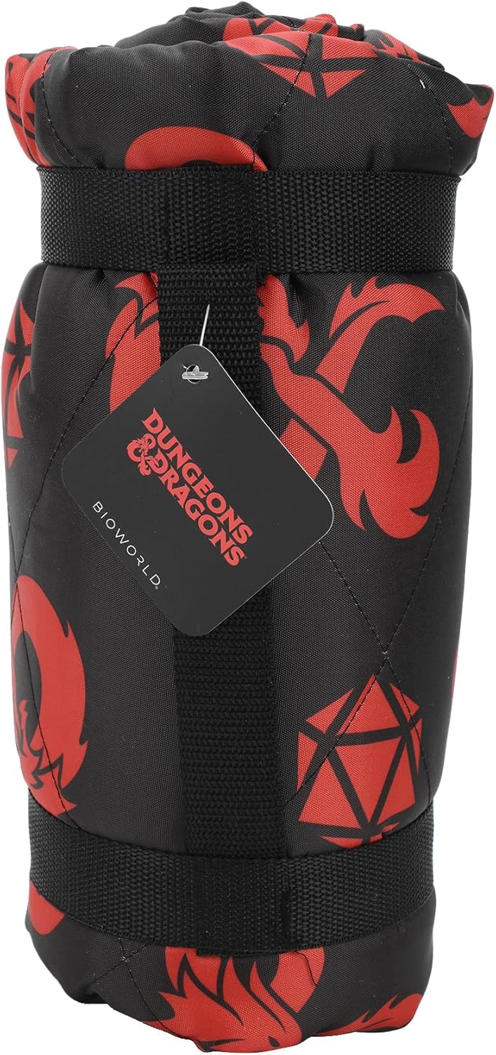 Bioworld Dungeons & Dragons Ampersand Logo AOP Black Waterproof Quilted Camping Picnic Outdoor Blanket