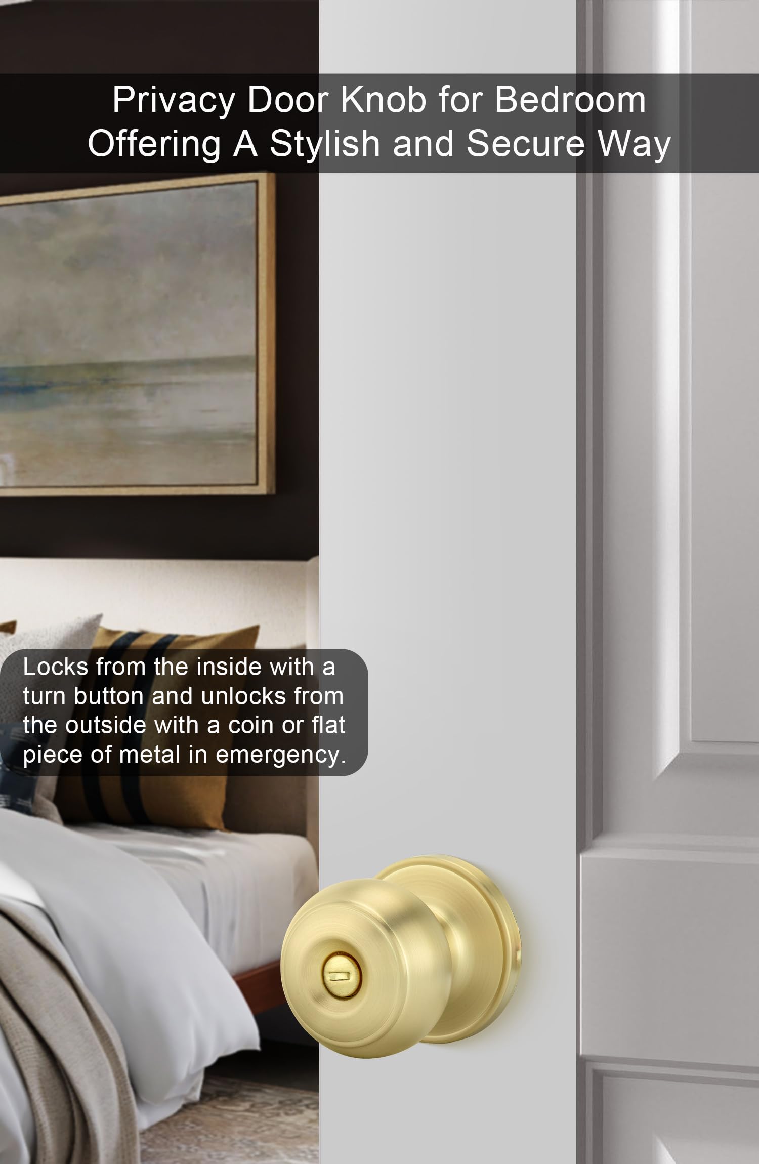 Brushed Gold Door Knobs - 6 Pack Interior -2