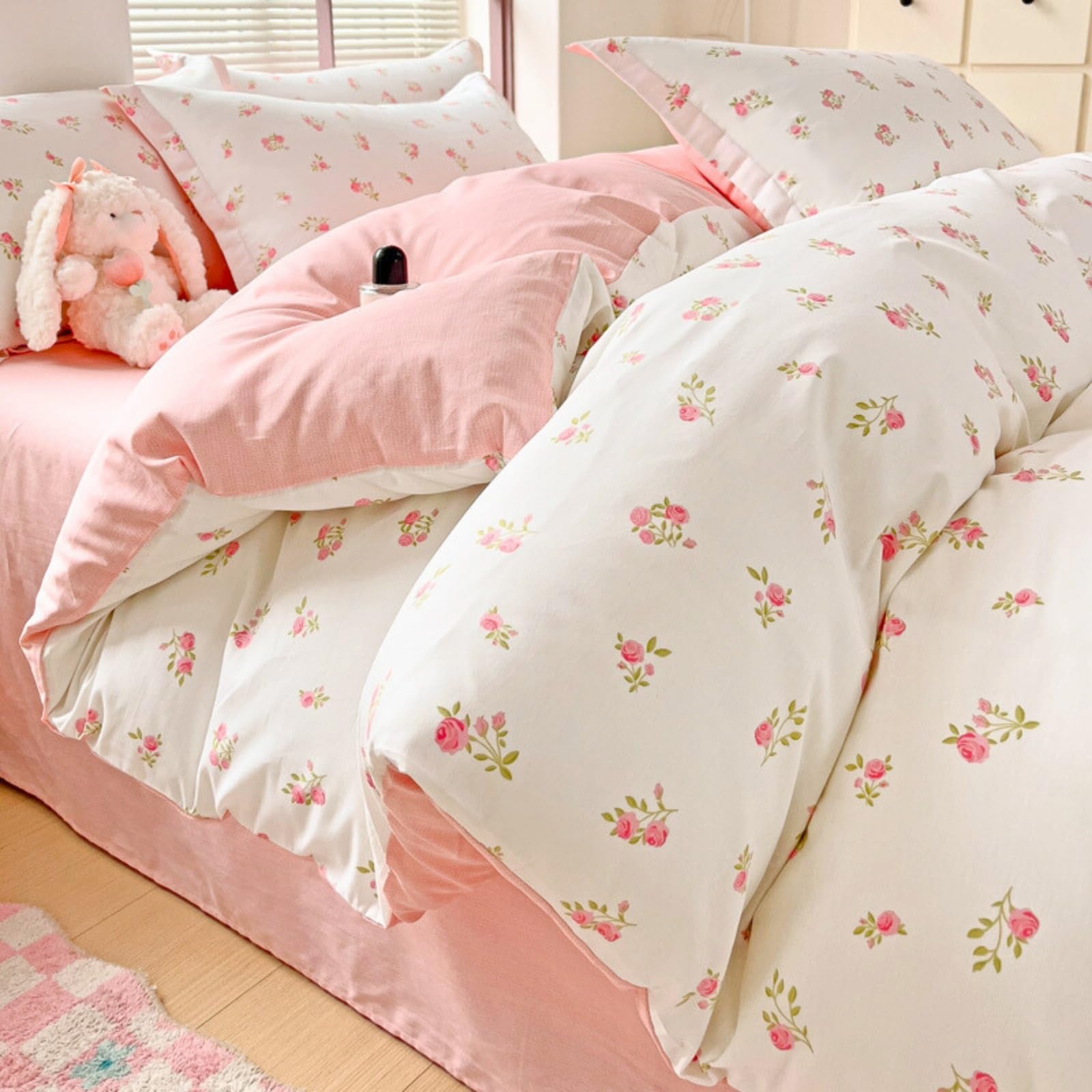 Nayoroom Herzchen Bettwäsche Bunt Herzen Muster Aesthetic Cute Super Weich Deckenbezug Renforce Microfaser Mädchen Herz Deko Wende Modern Bettwäsche-Sets mit Reißverschluss und Kissenbezüge