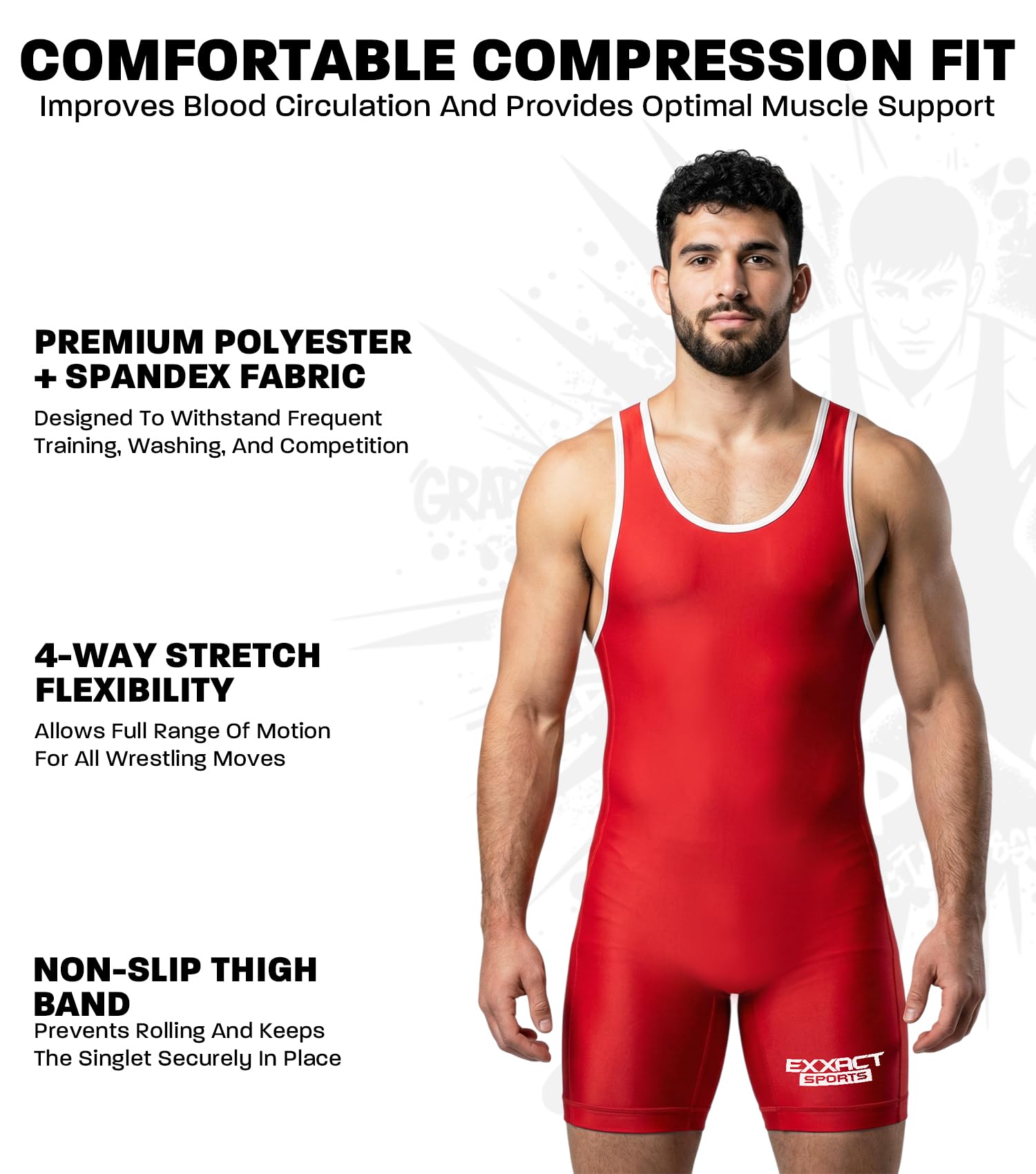 Exxact Sports Solteros de lucha libre liso (unisex) - rojo - X-Large