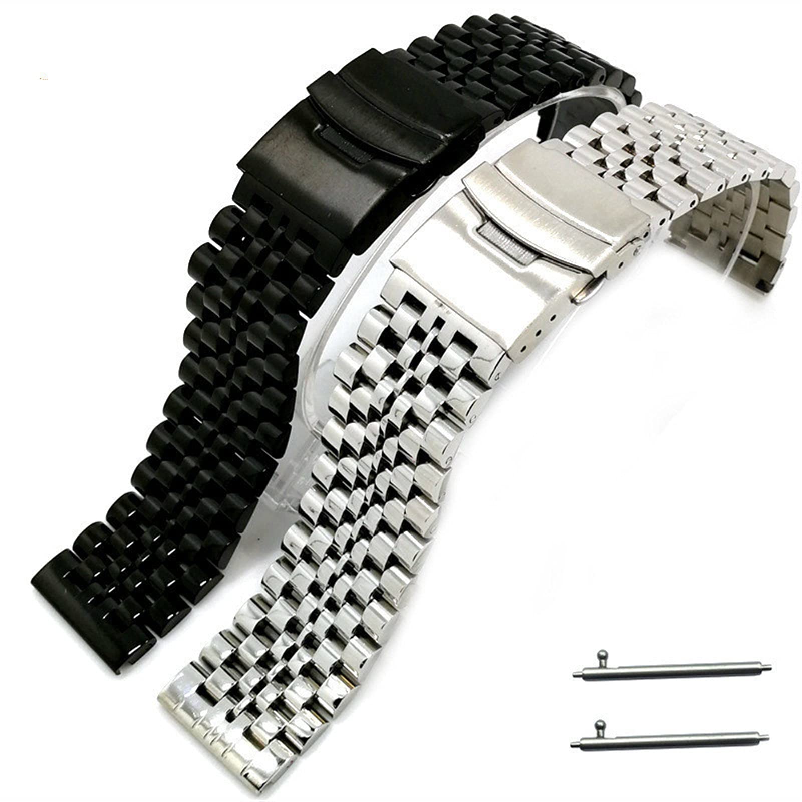 Pasek do zegarka Quick Release Mesh Pleciony metalowy pasek ze stali nierdzewnej dla mężczyzn i kobiet Regulowany 18 mm, 20 mm, 22 mm Bransoletka / 18 mm/Czarny