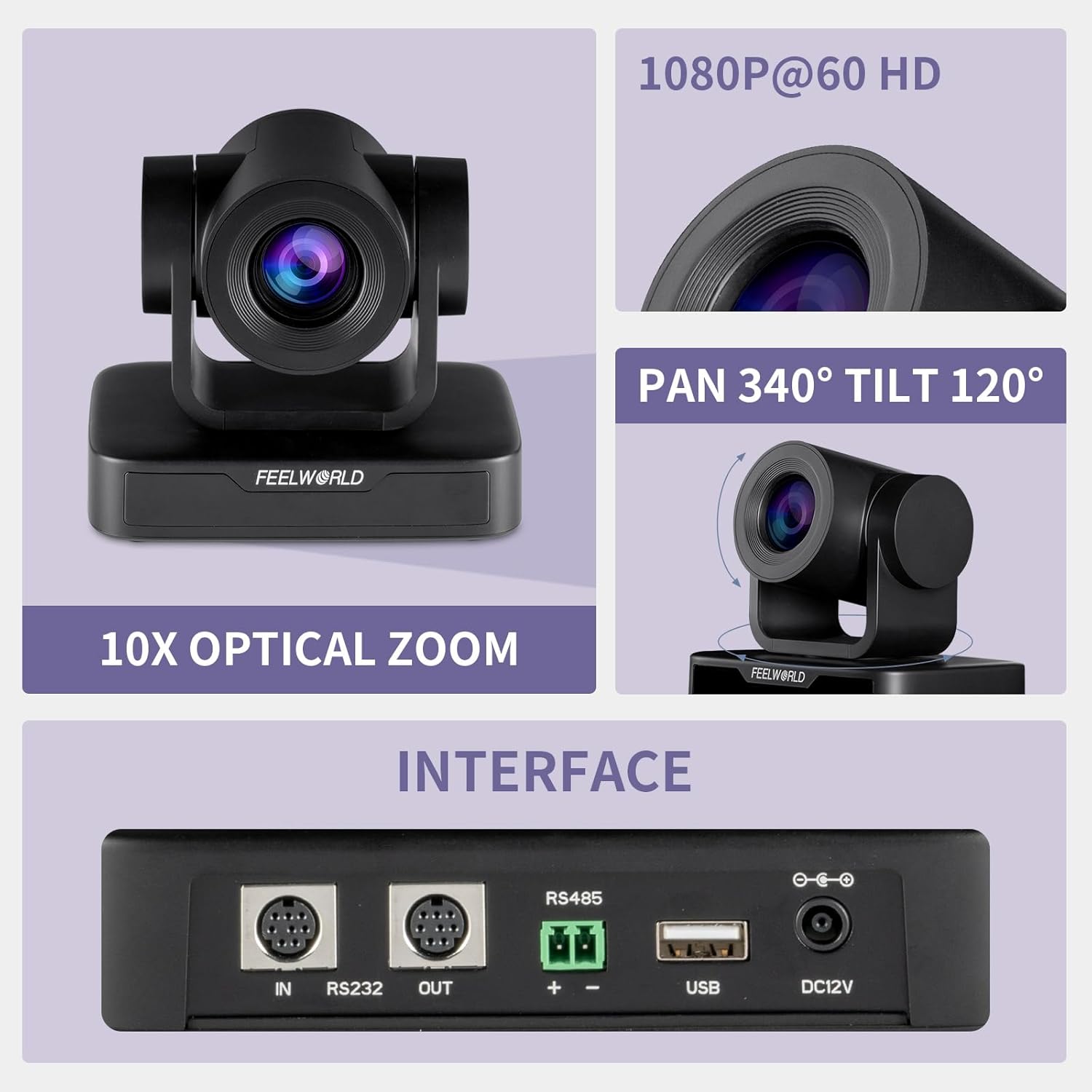 FEELWORLD USB10X Video Conference Webcam USB PTZ Camera 10X Optical Zoom Full HD 1080p for Live Streaming Church Business Education Medical Conference Room Camera System 3 7112a1BntPL. AC SL1500