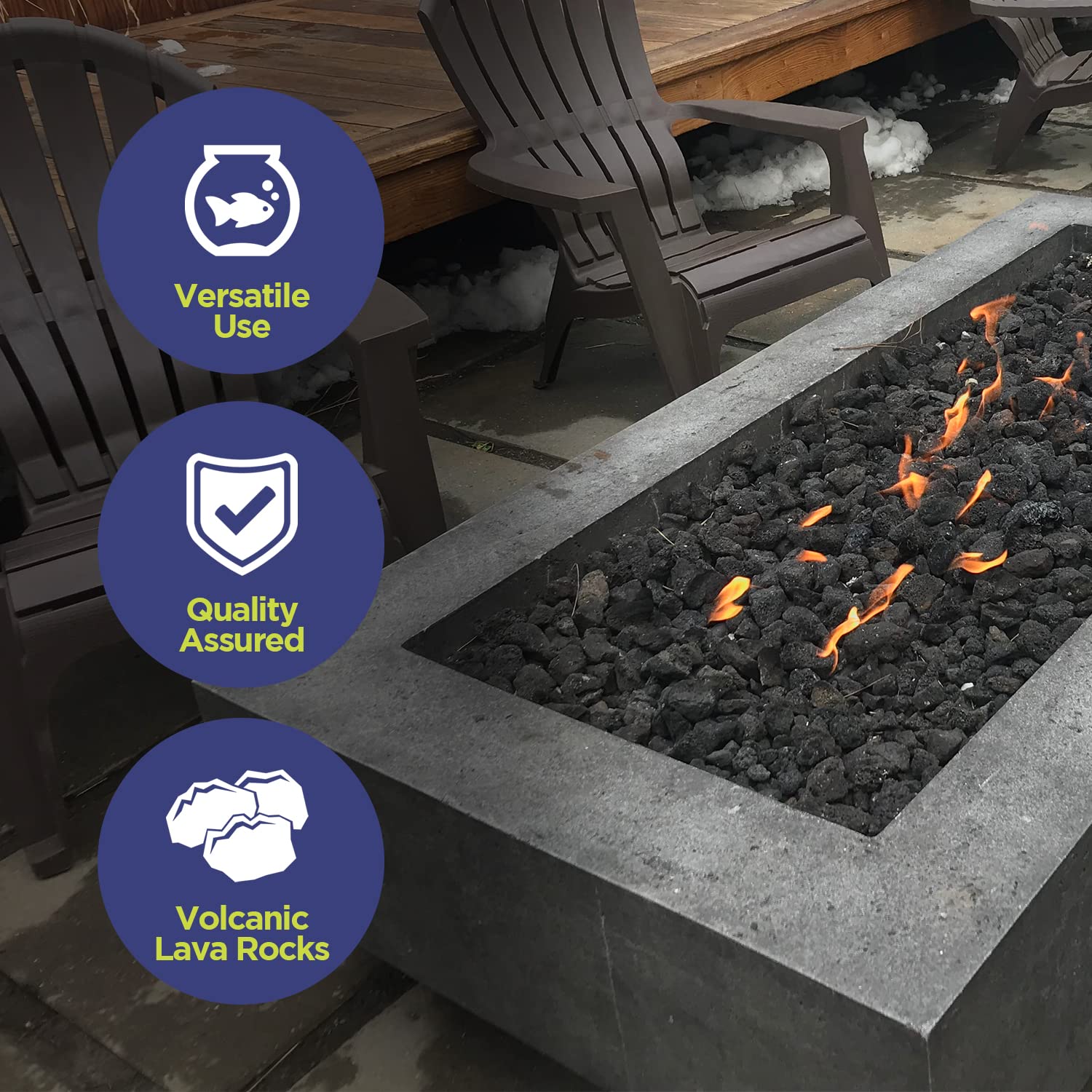 Medium Lava Rocks 10 Pounds by American Fire Glass Volcanic Fire Pit Lava Rocks for Indoor Log
