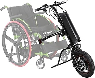 TGHY Electric Wheelchair Conversion Kit for Self Propel Wheelchair 12" Electric Handcycle Wheelchair Attachment 350W Wheelchair Tractor 10.4Ah Battery Dual Disc Brake