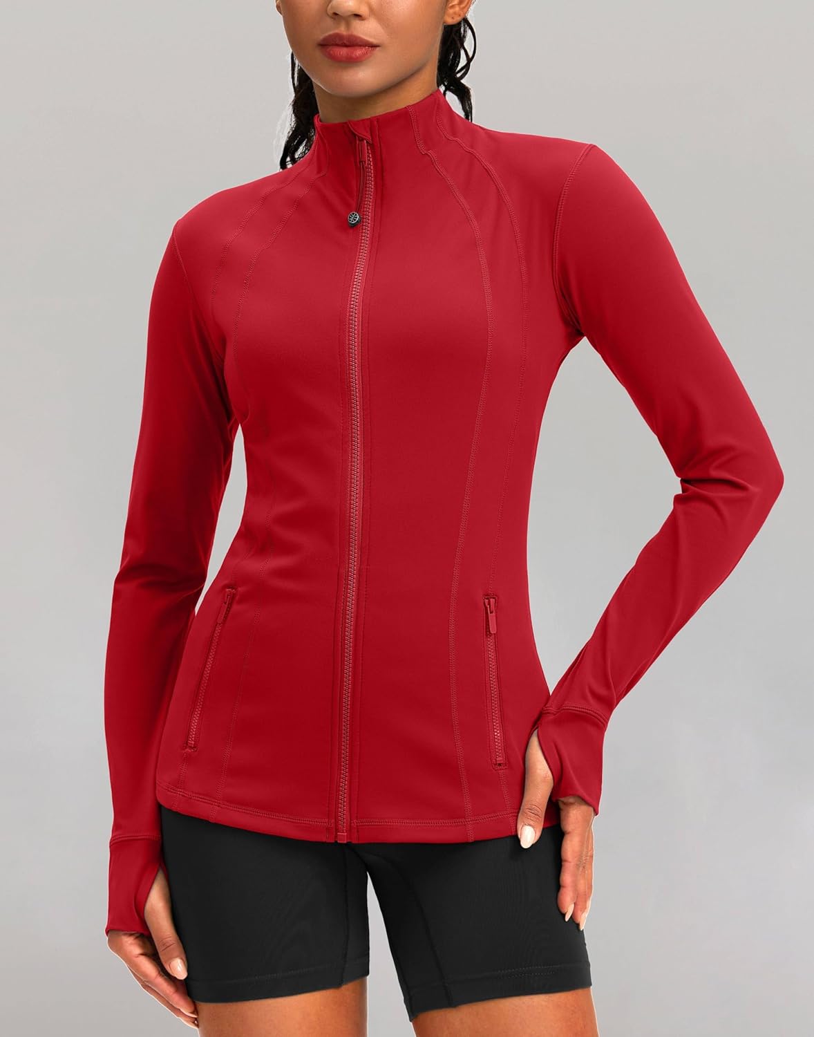 Women's Workout Jackets with 4 Pockets Zip Up Slim Fit Soft Fall Jacket for Yoga Running Athletic - Image 2