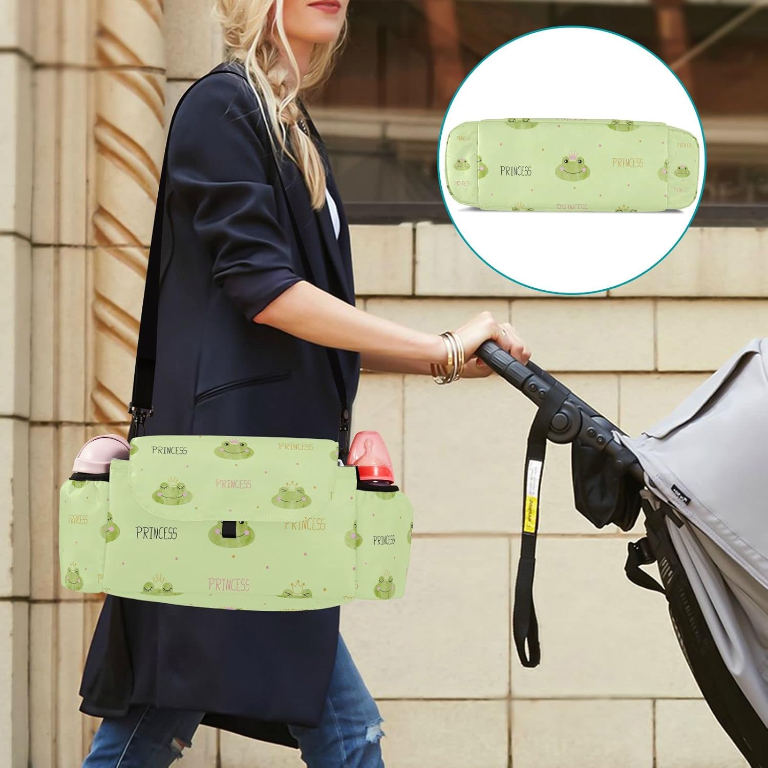 Princess Frogs Universal Baby Stroller Organizer Baby Stroller Storage Bag with Cup Holders Universal Stroller Caddy for Toddler Baby Kid : Baby