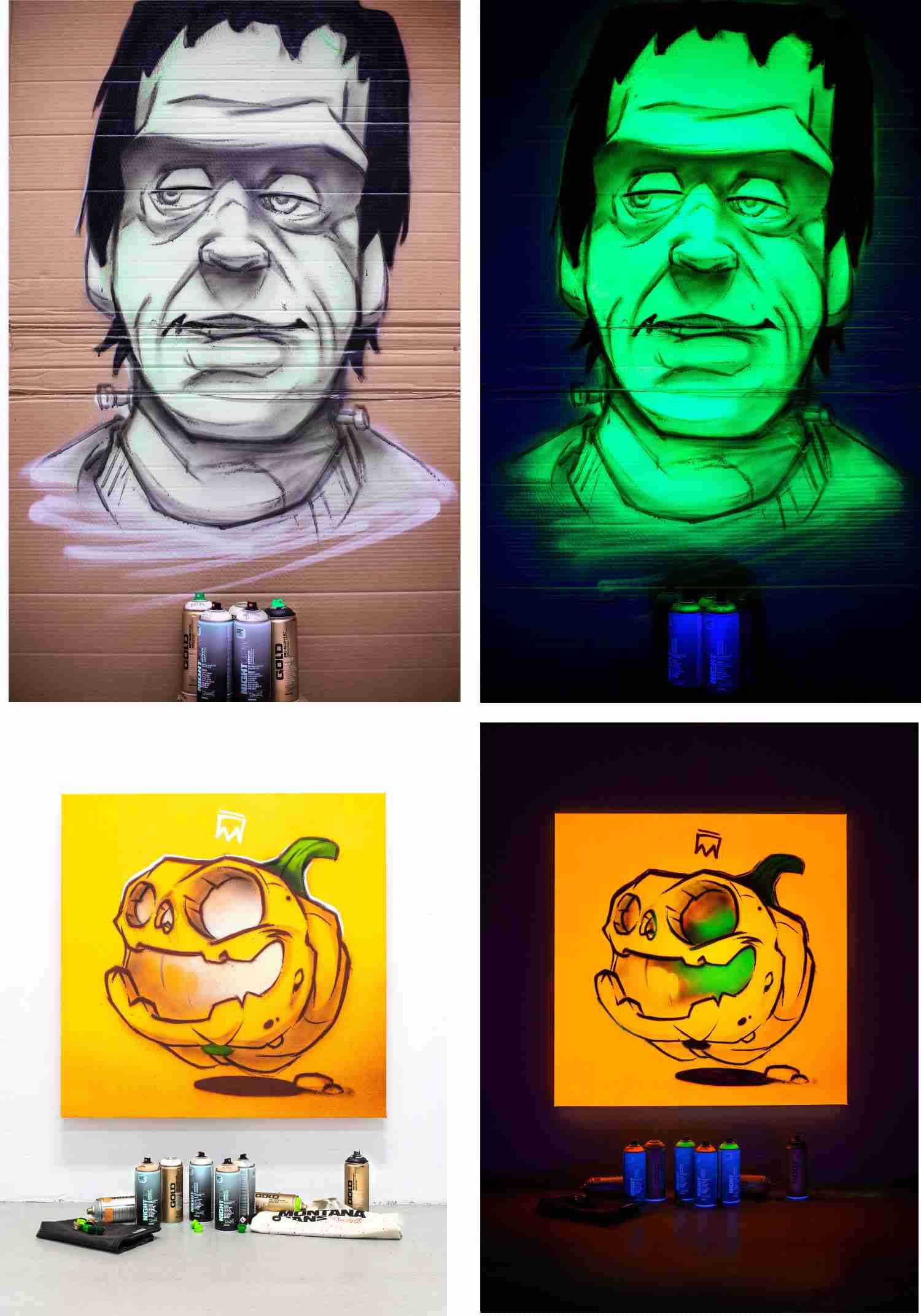 Zestaw świecących sprayów świecących w sprayu, fluorescencyjna farba świecąca nocnie, efekt UV, samoświecąca puszka w sprayu Glow in The Dark, lakier bezbarwny, wysoki połysk