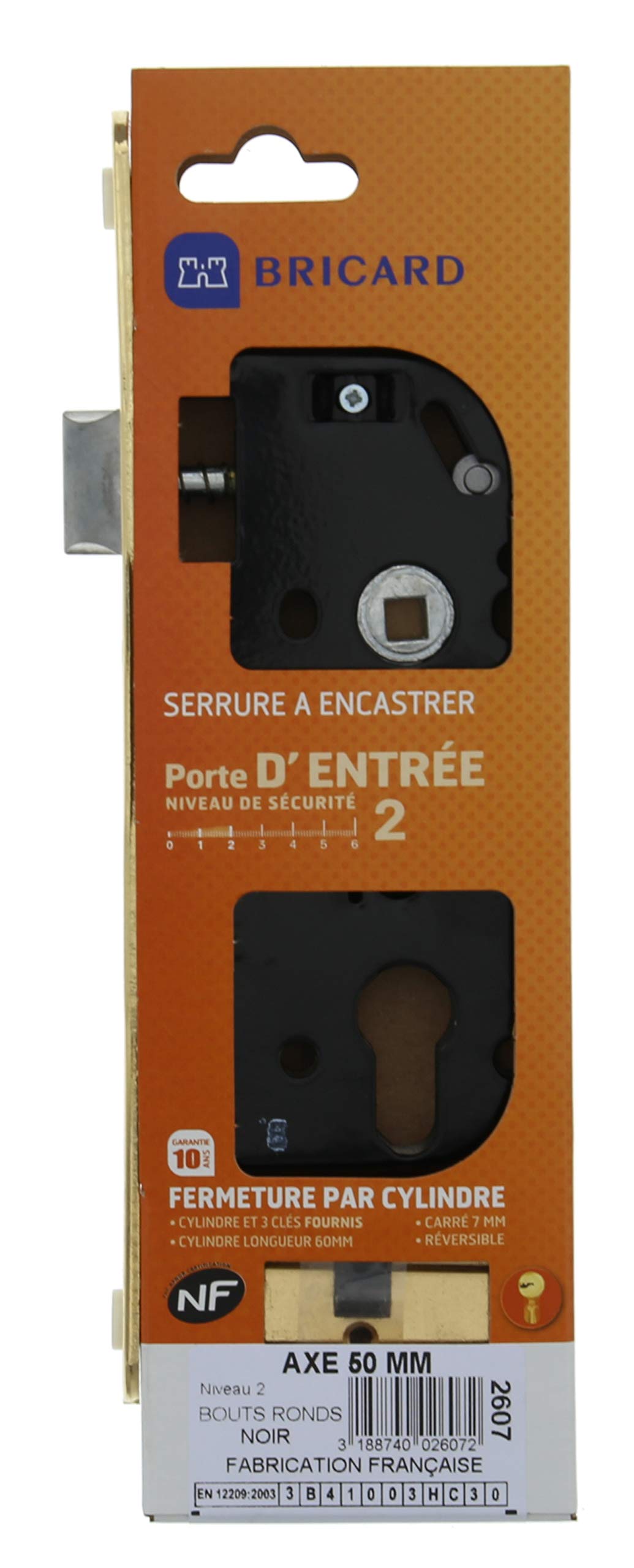 Serrure à larder type D 355 NF axe à 50 mm clé I sans gâche B25 - VACHETTE
