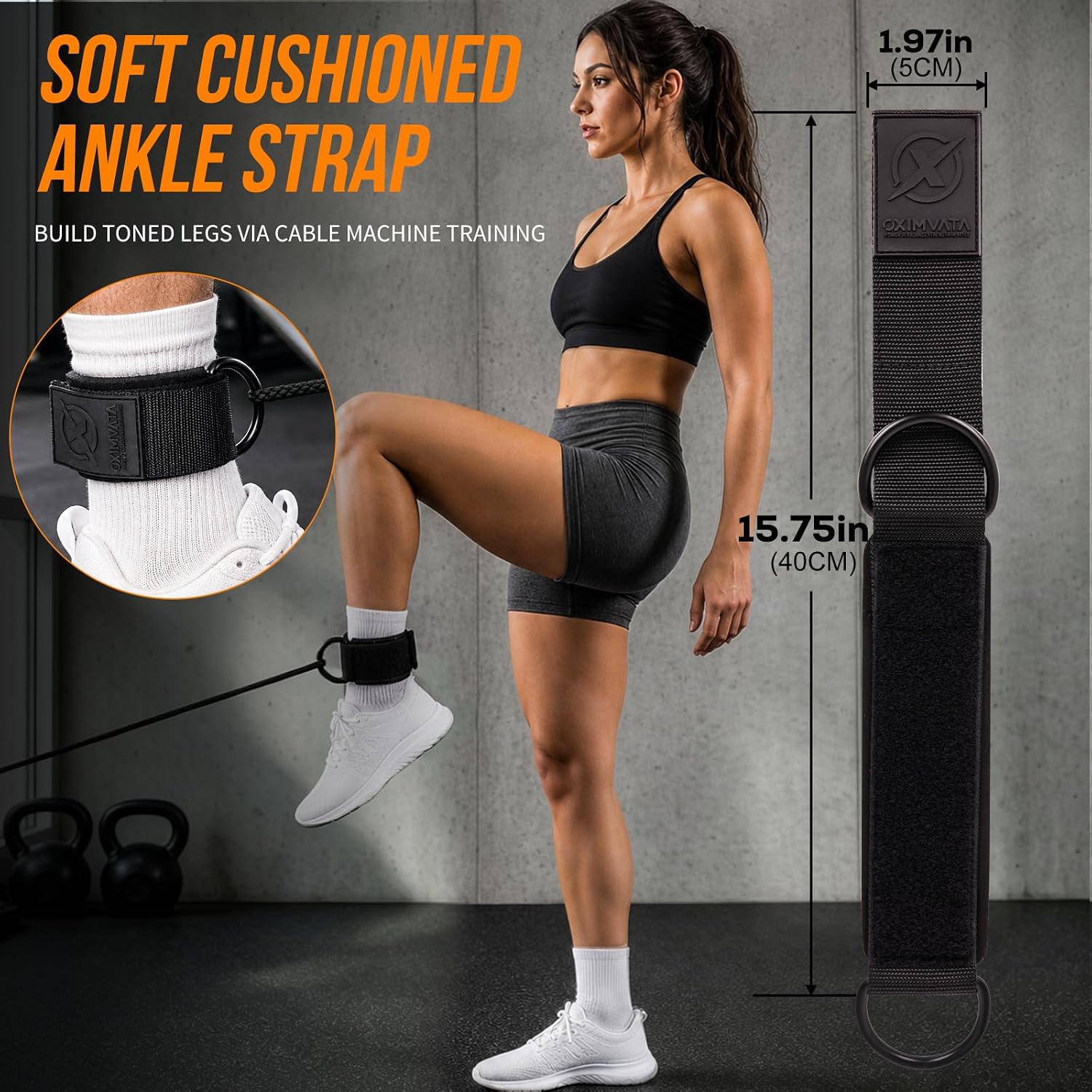 Cable Machine Ankle Straps, Glute Kickbacks, Leg Curls, Pair image 3