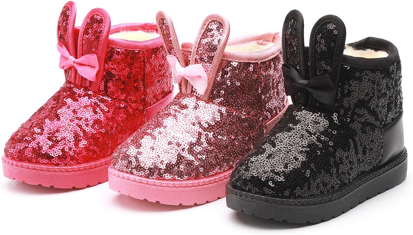 DADAWEN Boy's Girl's Warm Winter Sequin Waterpoof Outdoor Snow Boots - Image 7