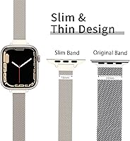 Vista 3 de CTYBB for Apple Watch Band Series Ultra SE 8 7 6 5 4 3 2 1 38mm 40mm 41mm 42mm 44mm 45mm 49mm, Stainless Steel Slim & Thin Mesh Magnetic Clasp Strap