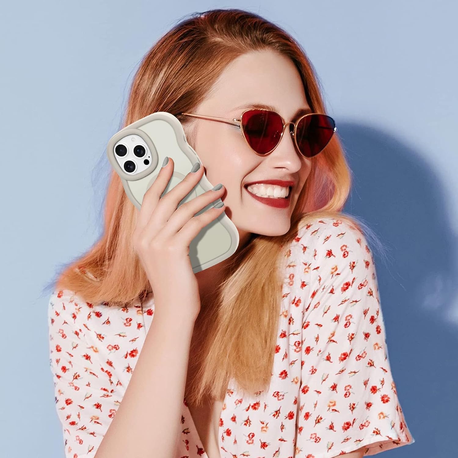 for iPhone 16 Pro Case, Curly Wavy Frame Hard Translucent Matte Clear Back Cover for Women Men Compatible with Magsafe TPU Bumper Shockproof Drop Protection Phone Case for iPhone 16 Pro, Stone - Image 7