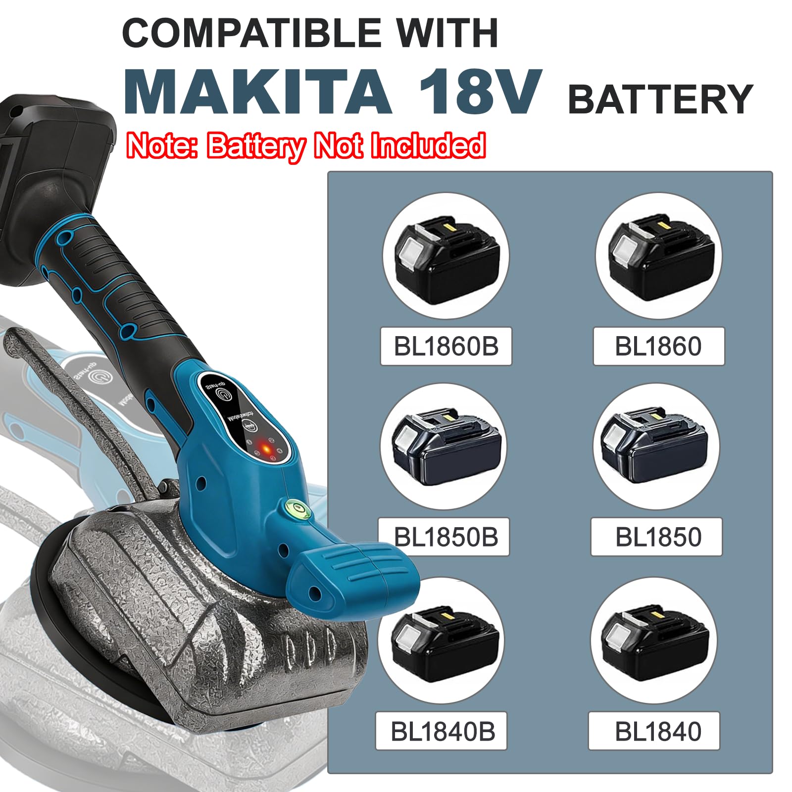 Vibratore per Piastrelle Senza Fili,5 Marce di Regolazione,Capacità di assorbimento di 100 kg,Adatto alla posa piastrelle dimensioni comprese tra 20 e 200 cm,per piastrelle e pavimenti(senza batteria)