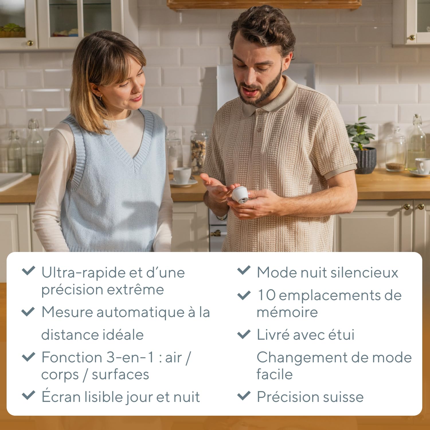 Thermomètre Infrarouge B.Well TH-7000 | Sans Contact 3en1 Médical | Qualité suisse, Capteur de distance intégré pour mesure précise sans contact du corps, objets et température ambiante