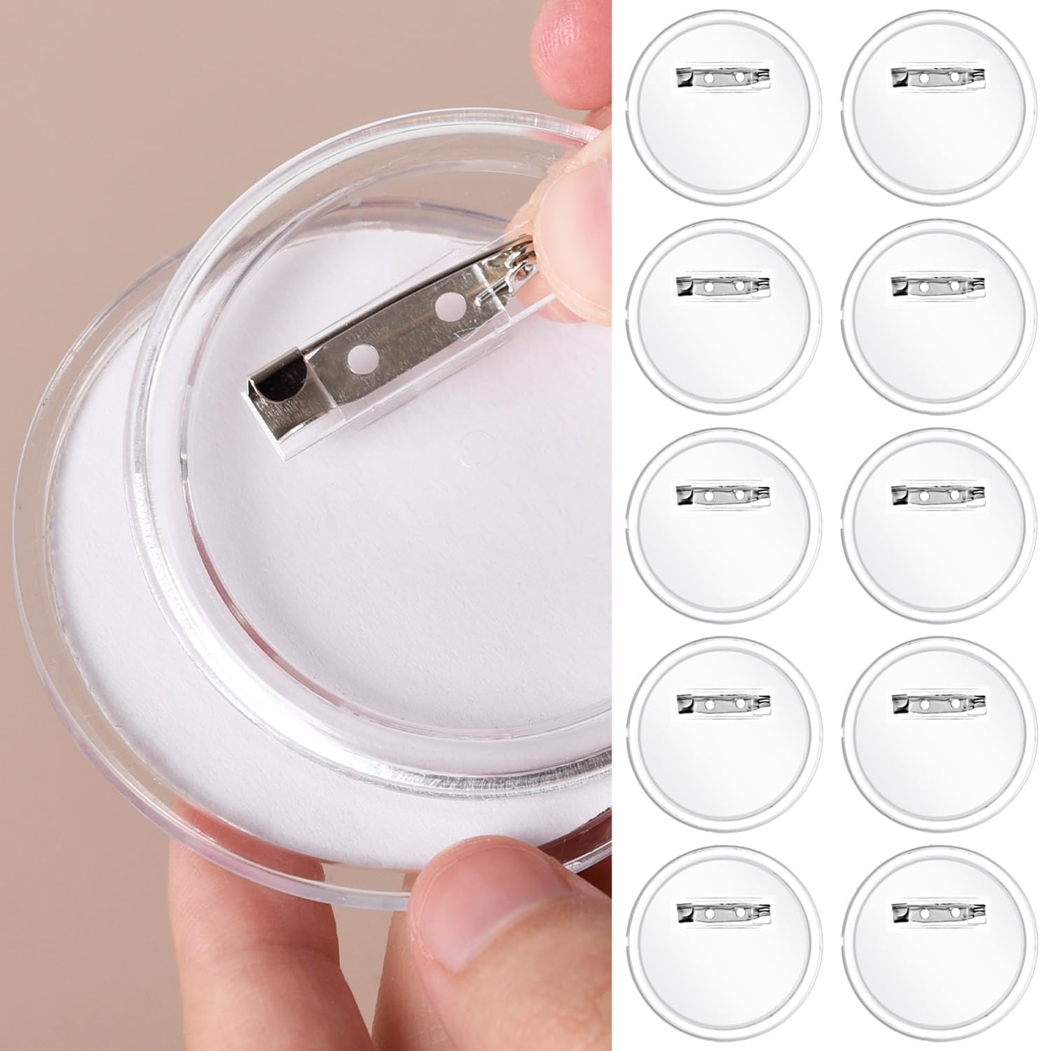 10 pcs Acrylic Button Clear Badges, Handmade Button Badge with Pins, Badge Making Kit for Kids, DIY Badge Craft Supplies for Children School Activities Birthday Wedding Party