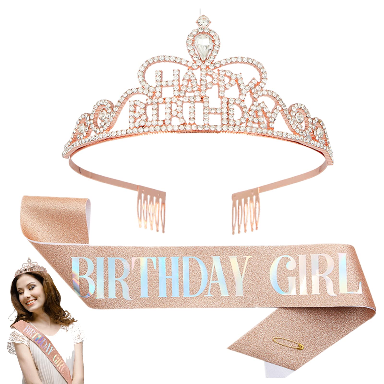 Kit Décoration Anniversaire Fille - 1 Bandeau Brillant + 1 Guirlande Drapeaux 5m - Fournitures Fête - 11