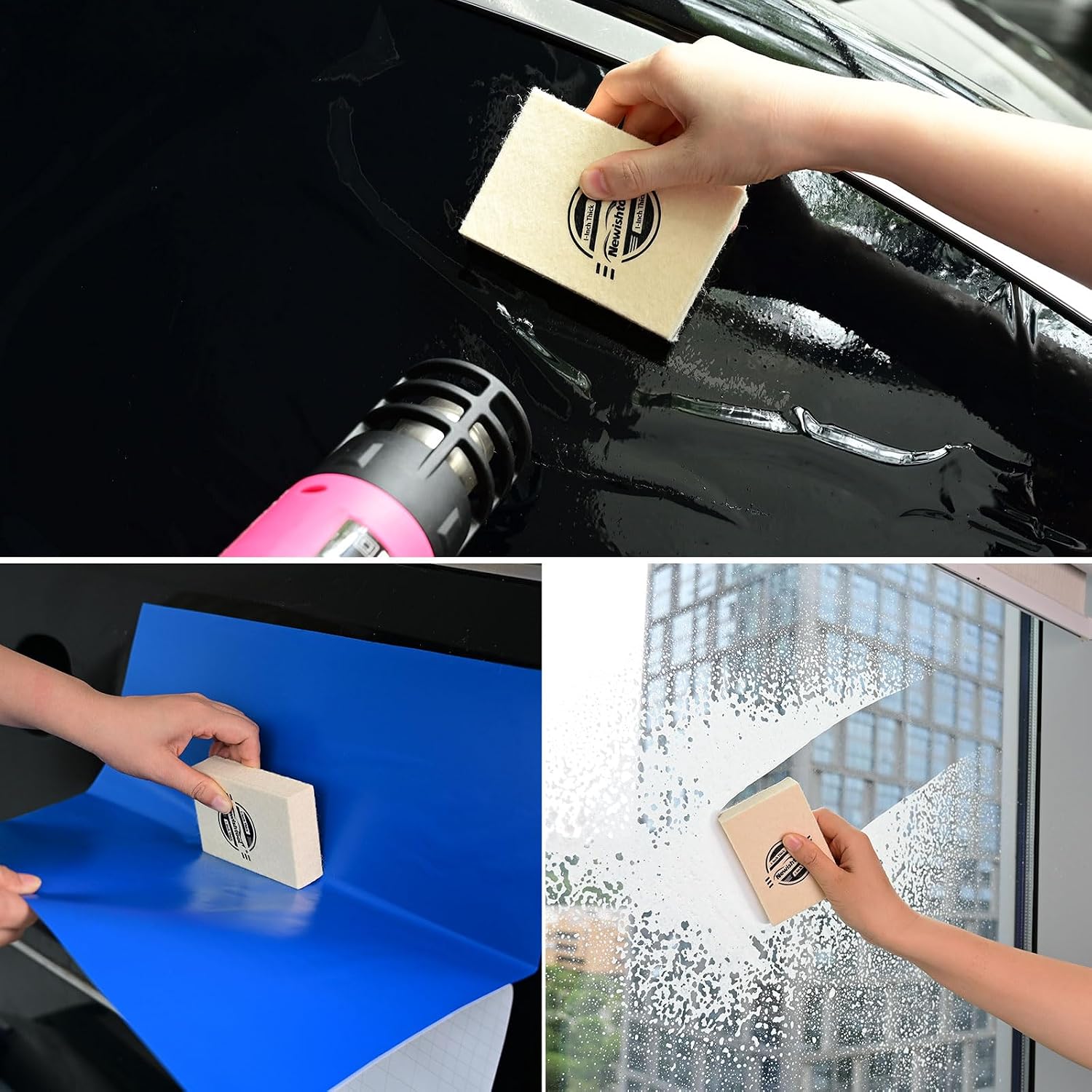 ウールフェルトスキージウィンドウティントツール 厚さ1インチ 傷がつかない ソフトウールスクイージー 【プラスチックス】 ビニール
