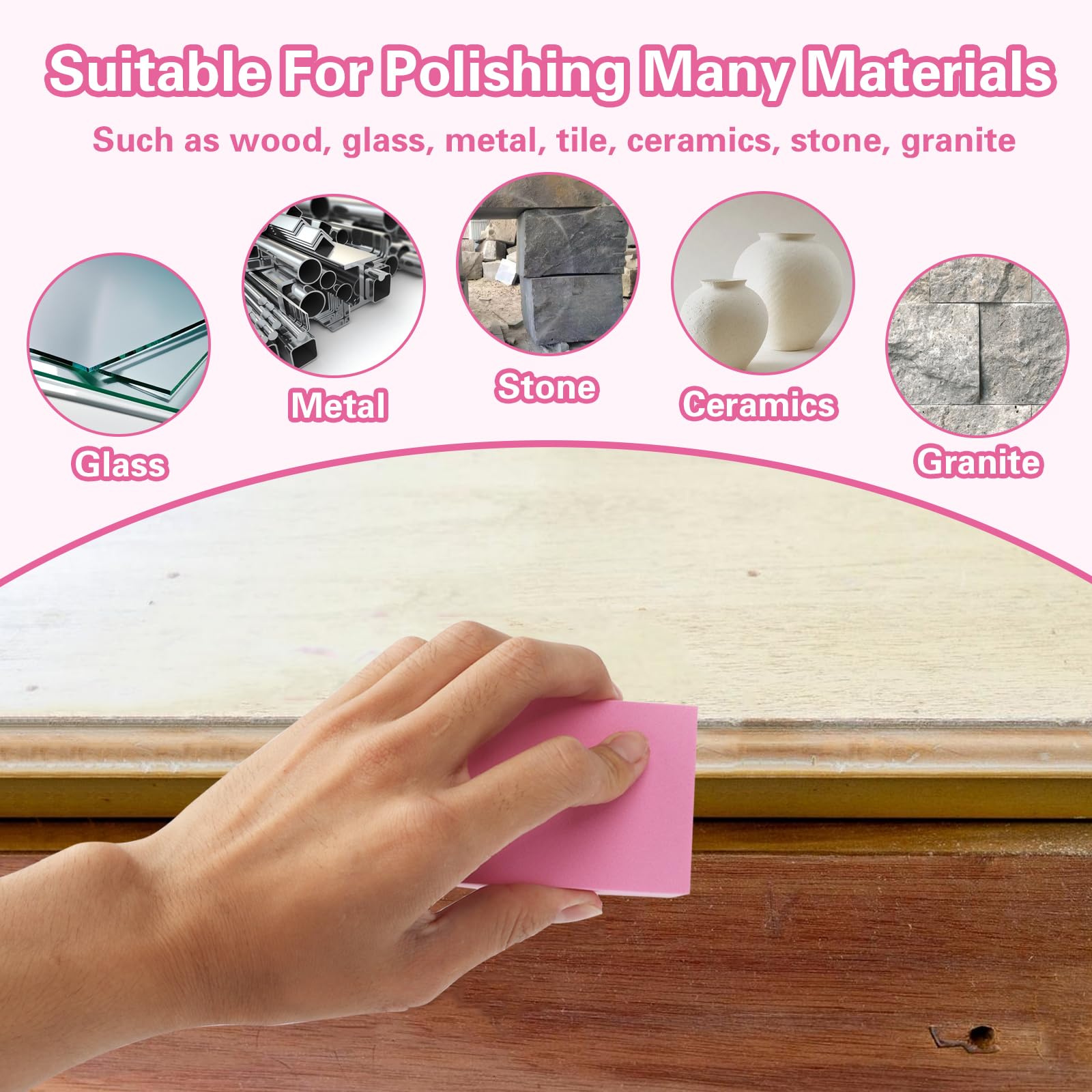 6Pcs Diamond Hand Polishing Pads, Wet & Dry Diamond Sanding Pads 60#, 100#, 200#, 400#, 600# - Image 3