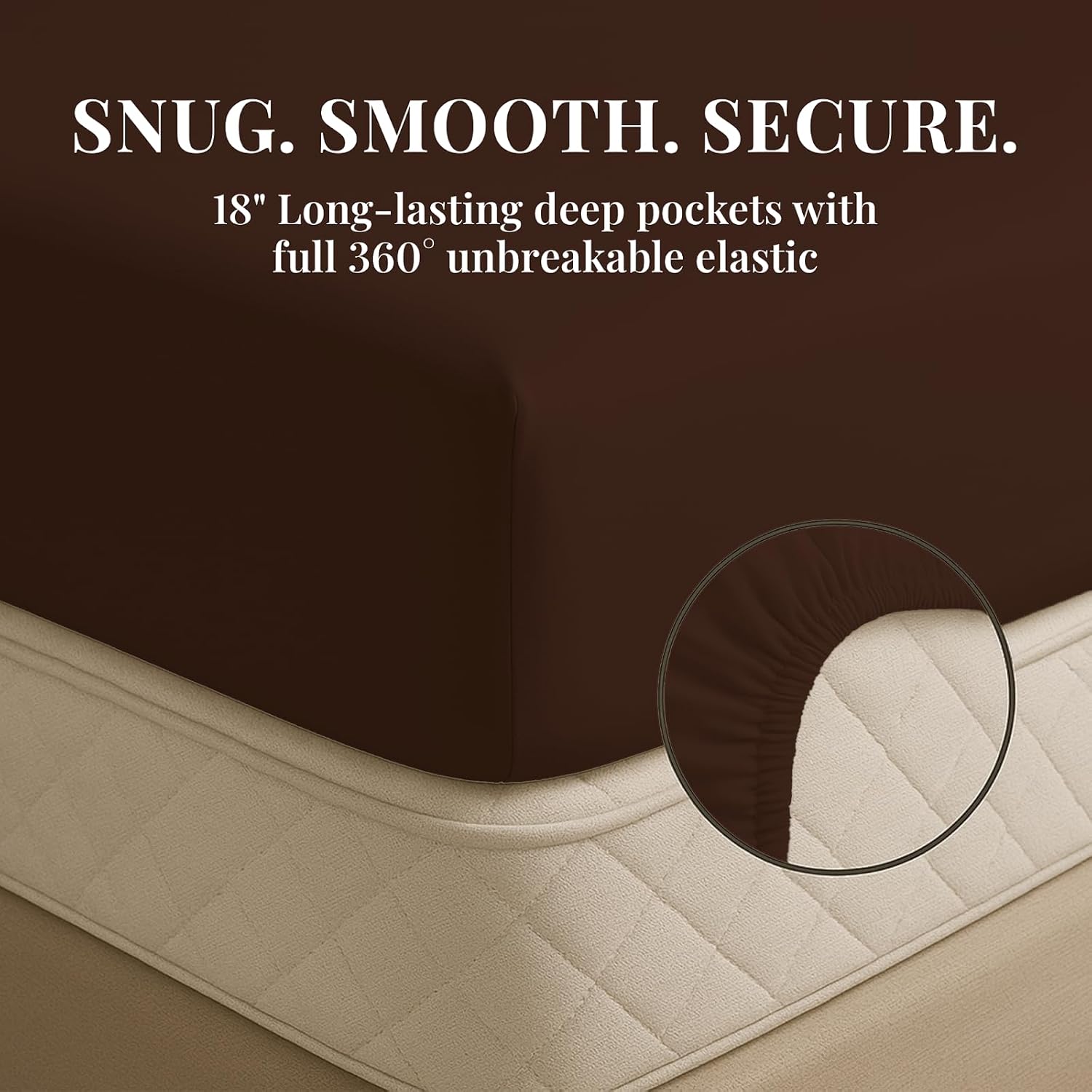 Sacred Thread Rayon Derived from Bamboo Sheets Queen Size, 18'' Deep Pocket Cooling Sheets for Hot Sleepers, 6 PC Cooling Sheets, Queen Size (Brown)