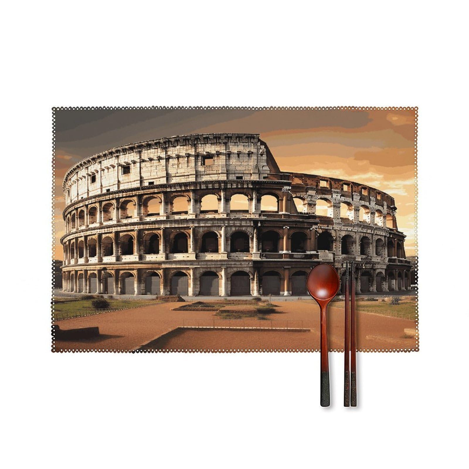 Fekiloot Style Ancient Colosseum Placemats Set Of 6,Table Mat