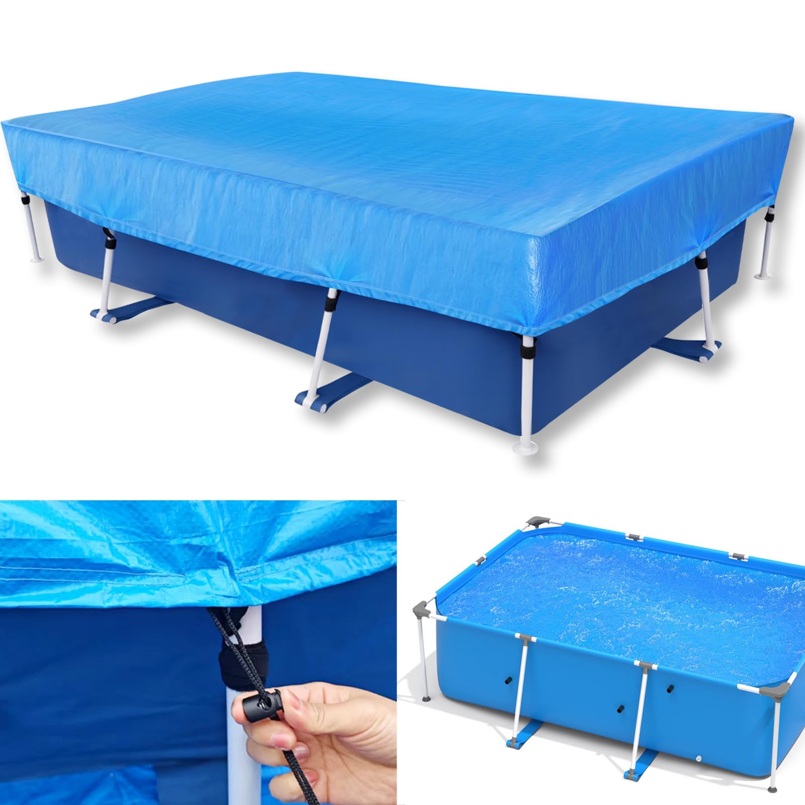 Copertura Per Piscina Rettangolare 260x160 Cm – Telo Fuori Terra Antipolvere E Antipioggia, Riduce Evaporazione, Pieghevole - 2