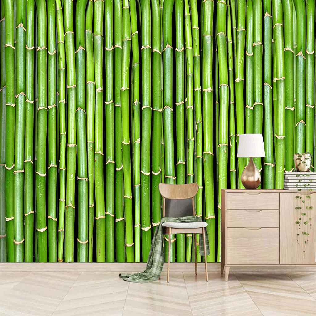 Toile murale moderne bambou vert 400x280 cm papier peint panoramique salon