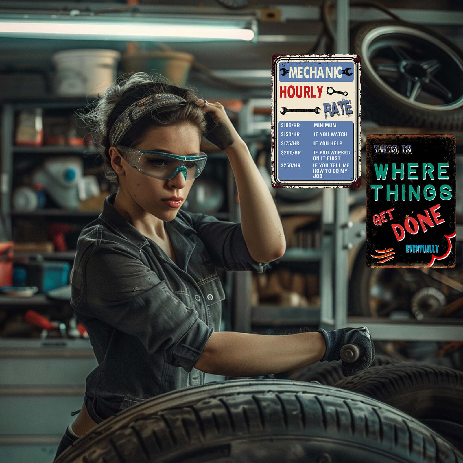 Riparazione Dell'automobile Meccanico Divertente Illustrazione Del Fumetto Di Vettore - Foto 7