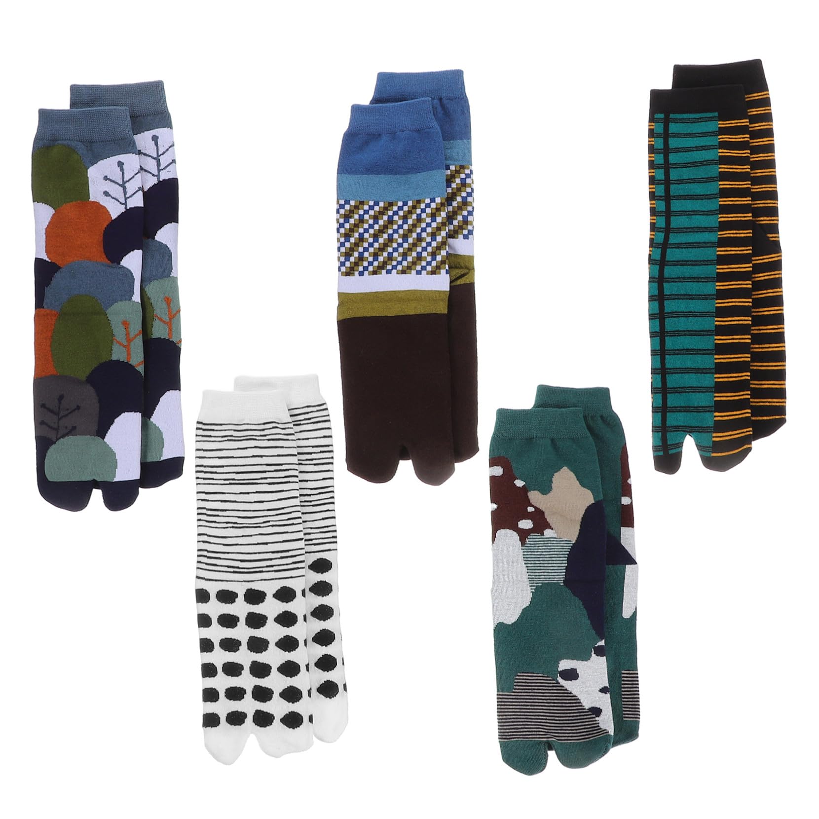 5 Pares de Calcetines Diseño Creativo y Minimalista Estilo Japonés de Dos Dedos Transpirables y Suaves para Uso Diario y Outfits Casuales