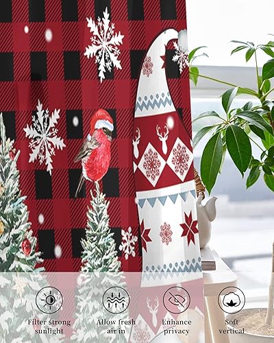 Miniatura 4 de Cortinas traslúcidas de Navidad de 39 pulgadas de largo, juego de 2 paneles de cortinas para cocina, dormitorio, sala de estar, puerta, pasillo