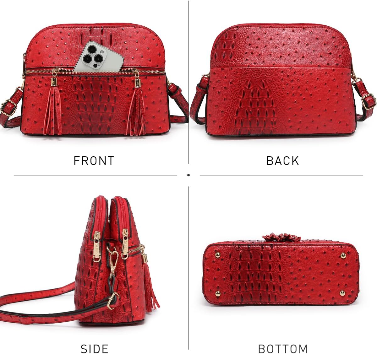 Dasein Women Tassel Zipper Pocket Crossbody Bag Shoulder Purse Fashion Travel Bag with Multi Pockets - Image 3