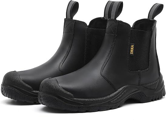 DRKA Men's Chelsea Steel Toe Work Boots Waterproof, Slip-Resistant, Anti-Puncture Safety Shoes for Construction & Outdoor Work