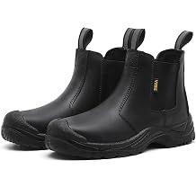 DRKA Men's Chelsea Steel Toe Work Boots &ndash; Waterproof, Slip-Resistant, Anti-Puncture Safety Shoes for Construction &amp; Outdoor Work