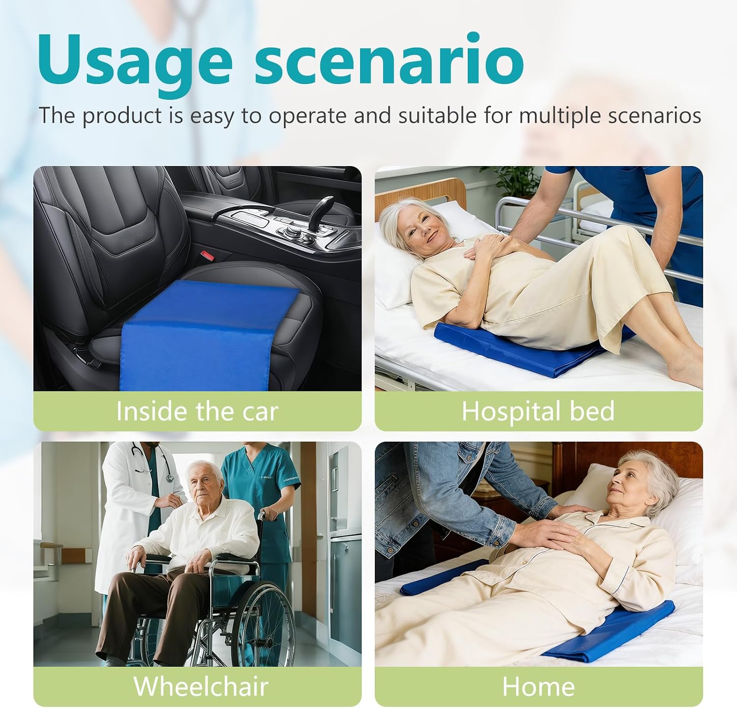Patient Transfer Pad, Slide Sheet for Moving Patients in Bed - Heavy Duty Nylon with Low-Friction Backing, Turn & Reposition Assist for Elderly, Disabled, Post-Surgery Home Care