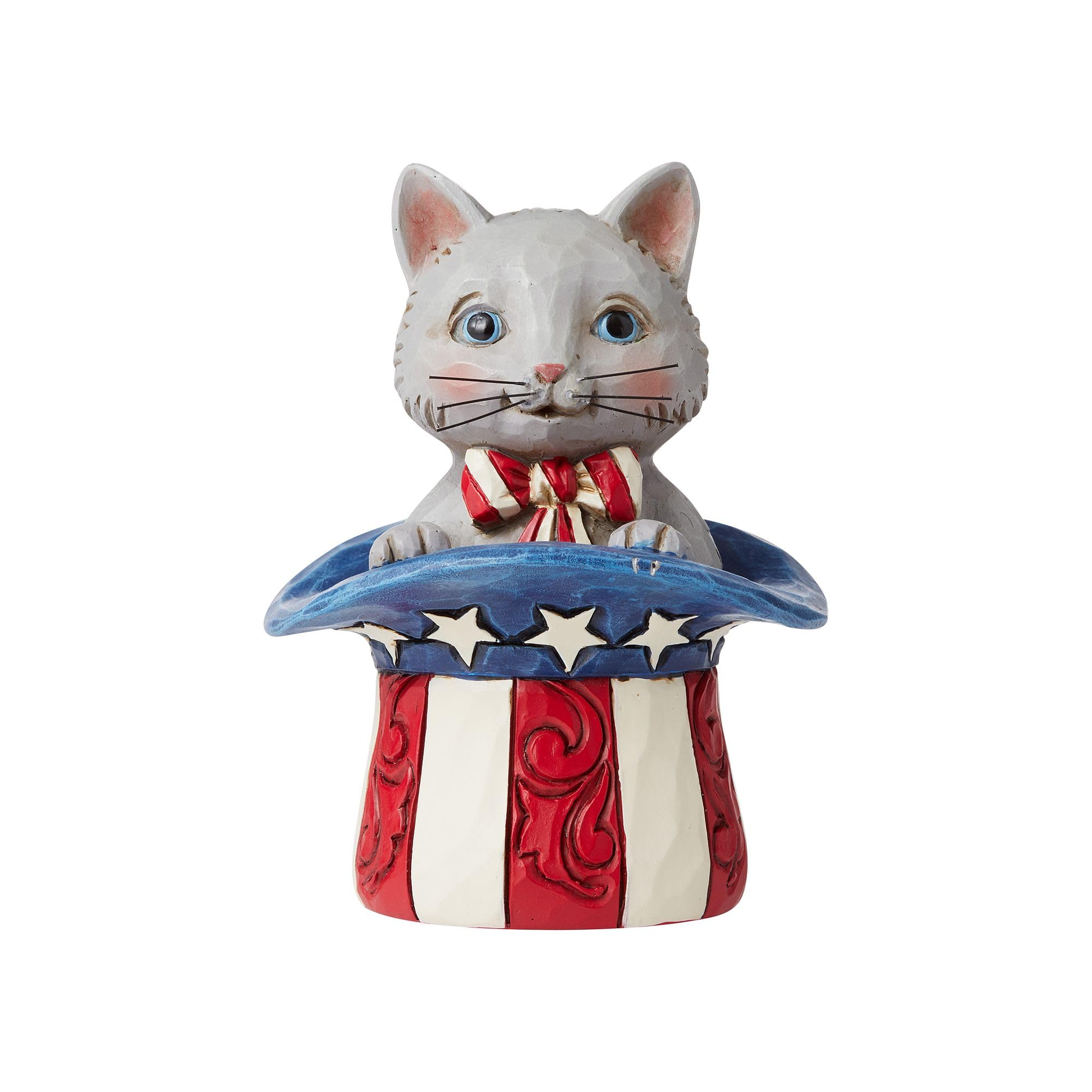 Enesco Jim Shore Heartwood Creek Patriotik Kedi Silindir, Minyatür Figür, 8,9 cm, Çok Renkli