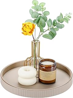 GORESE Round Decorative Tray for Coffee Table Decor, 12