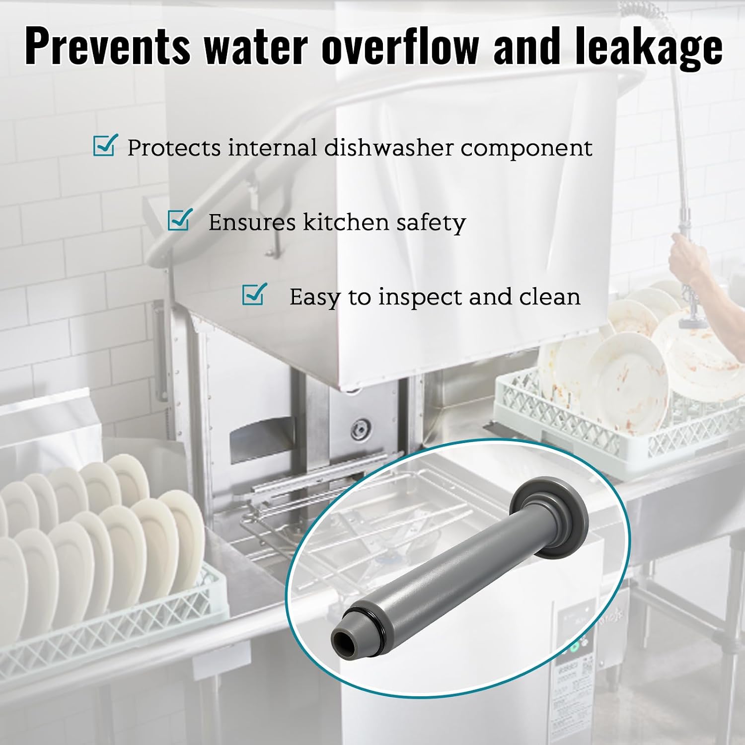 00-119099-00002 Overflow Tube with O-ring Compatible with Hobart Dishwasher AM14 C44A C44AW C54A UW50, Replace 0011909900002