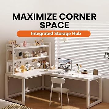 Large Corner Computer Desk, L Shaped Desk with Storage