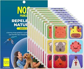 Repelente de Insetos Adesivo NO2PROBLEMS 120 Adesivos com Óleo Essencial de Citronela Natural 8 Horas de Proteção Ideal contra Mosquitos e Pernilongos