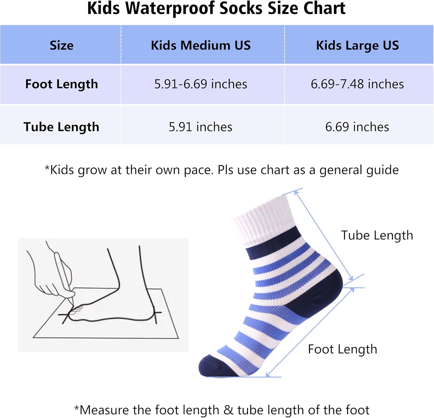 RANDY SUN Waterproof Socks, Boys Outdoor Sports Sock For Hiking/Ski/Fishing 1 Pair - Image 3