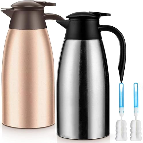 2 jarras térmicas de café de 68 onzas para mantener el calor, jarra para líquidos calientes, jarra de café aislada al vacío de acero inoxidable para