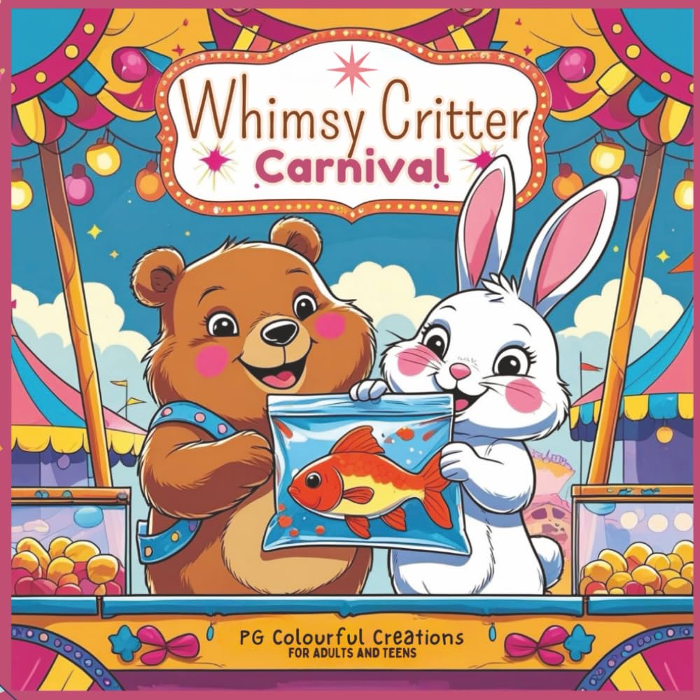 Whimsy Critter Carnival - A Fun and Relaxing Animal Coloring Book for Kids, Teens & Adults: 40 Unique Carnival-Themed Pages featuring Cute Animal ... Adventures (Whimsical Coloring book Series)