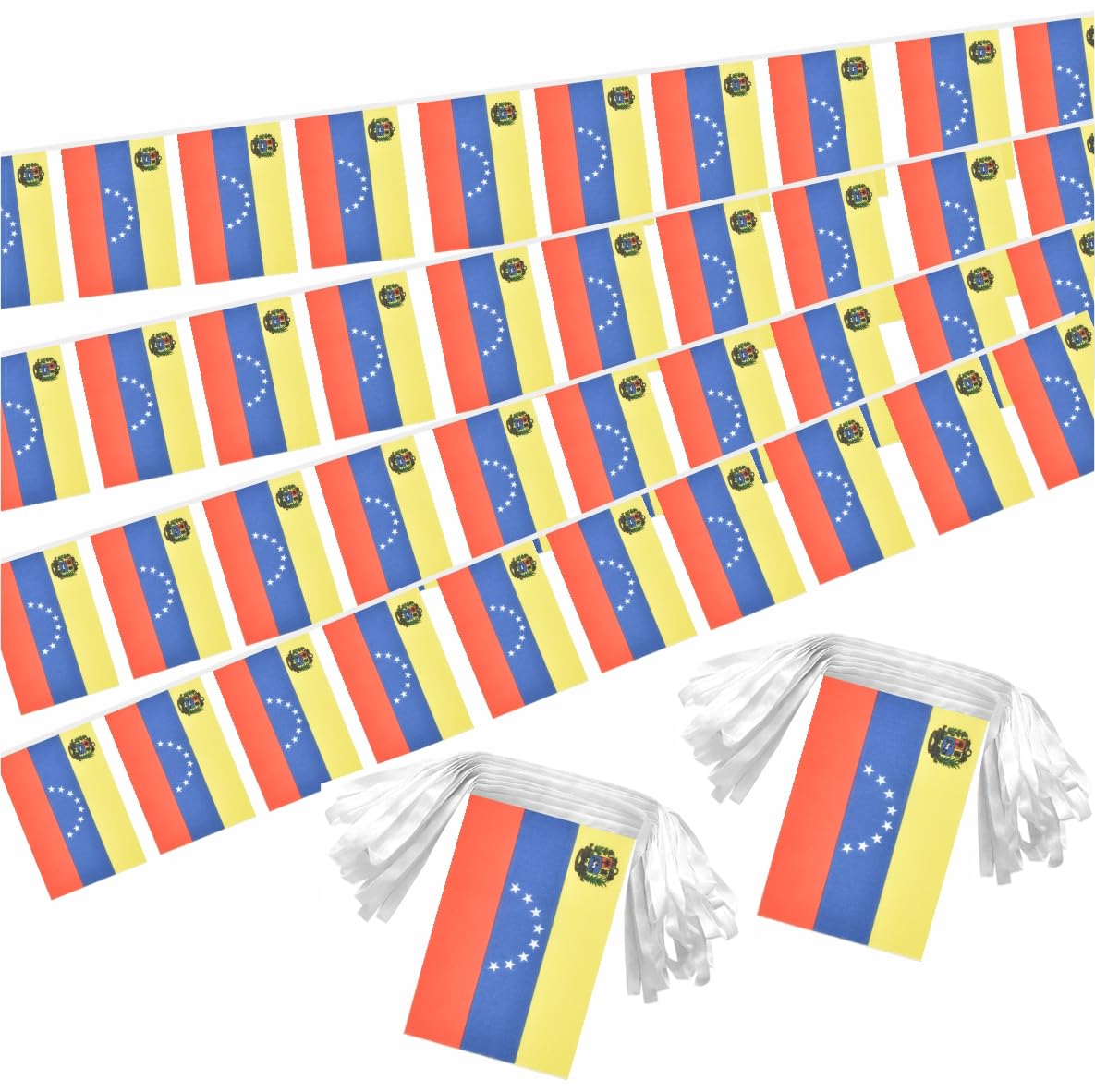 2 Pack Venezuela Flag Banner String Small Mini 66 Feet 60 Pcs Venezuelans Hanging Flags Decoration