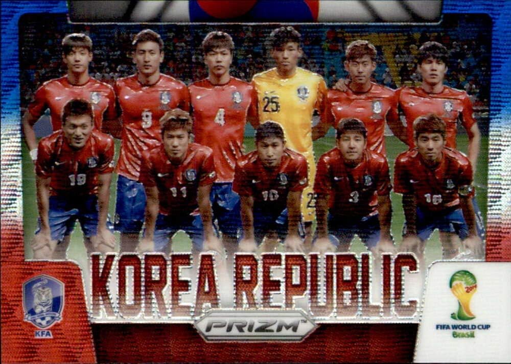 2014 Panini World Cup Prizm Team Photos Blue and Red Blue Wave Prizms #24 Korea Republic Soccer Card