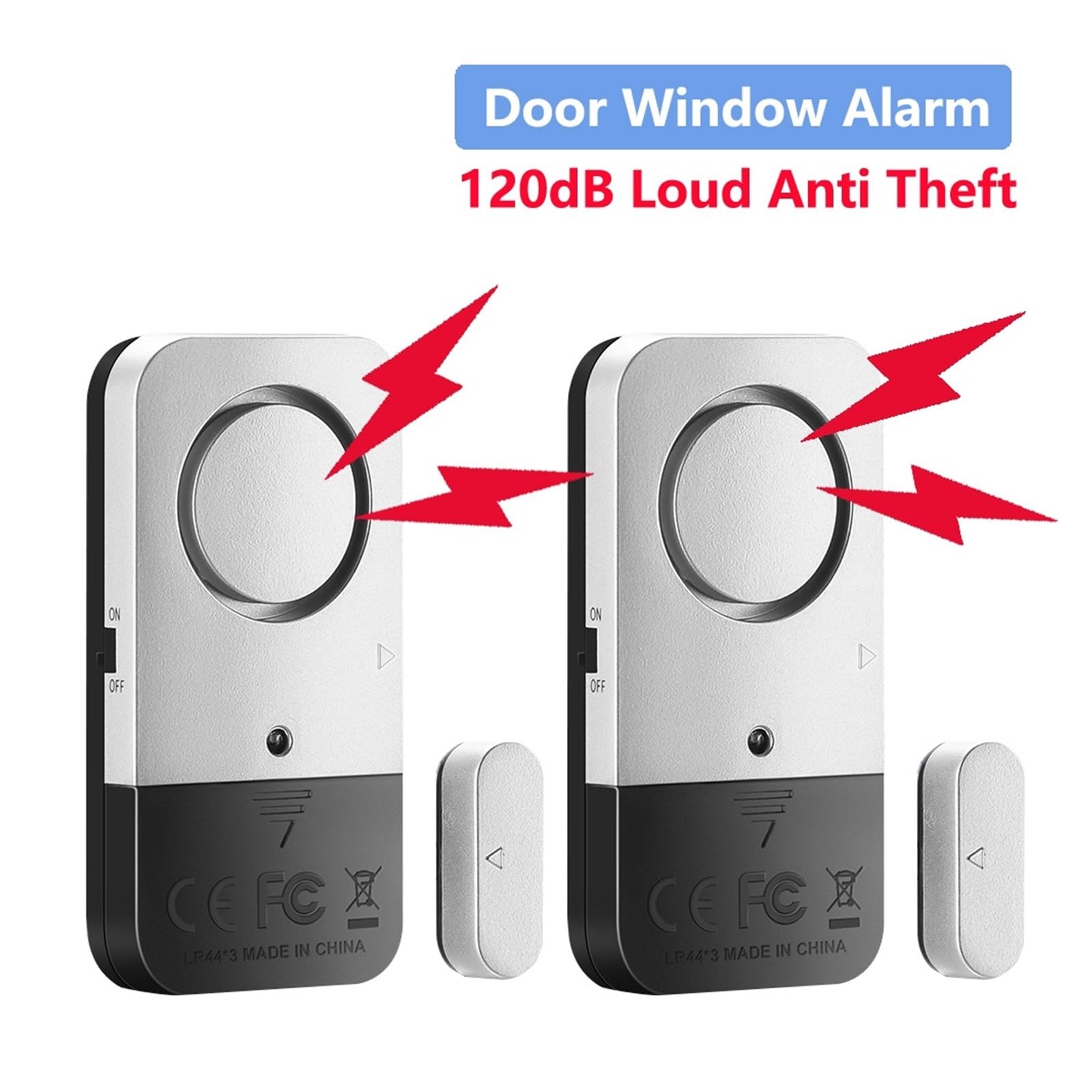 Alarma de puerta y ventana, 120dB, alarma de hogar for puerta y ventana, protección de seguridad for bebés, detectores de Sensor magnético, Kit antirrobo(6pcs)