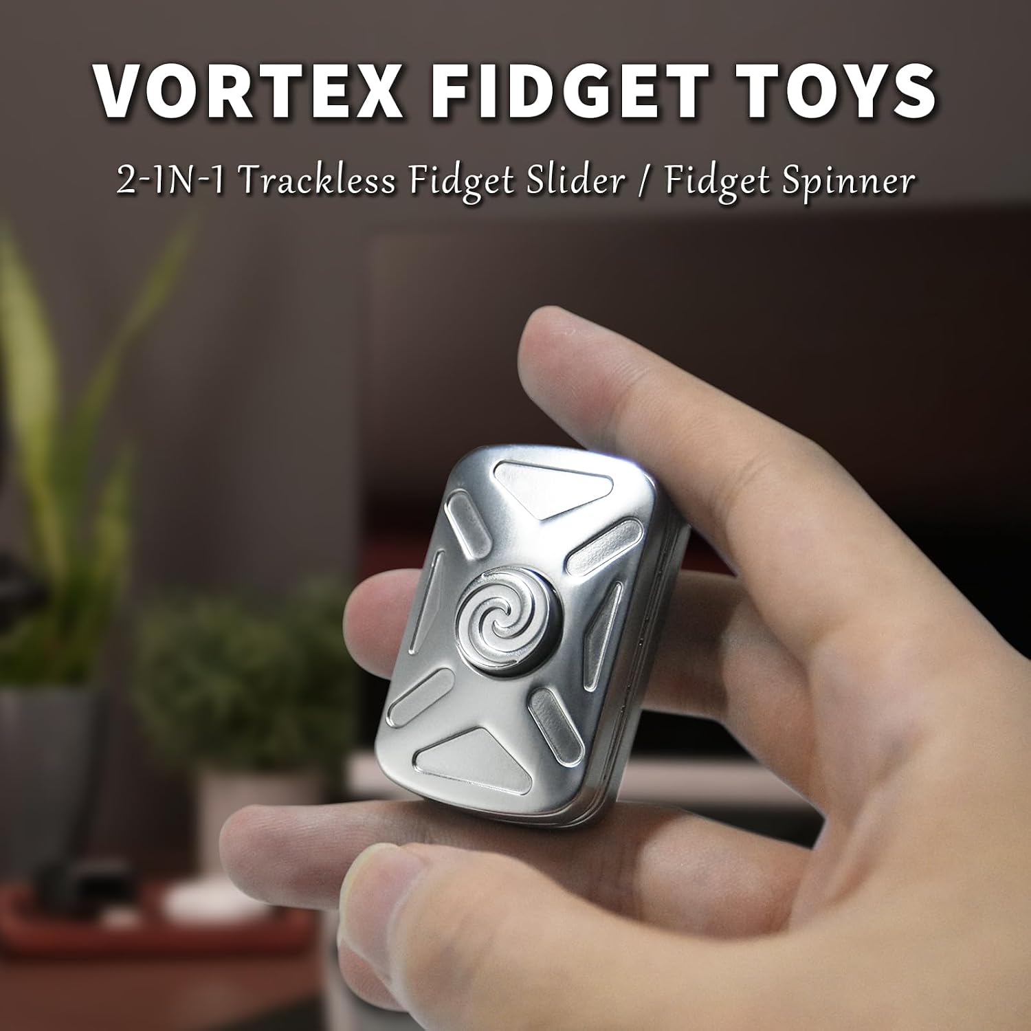 Fidget Toys Adults 2-in-1 Metal Fidget Slider EDC Fidget Toys Adults Decompression Desk Toys to Relief Anxiety and Stress for ADD, ADHD & Autism (Silver)
