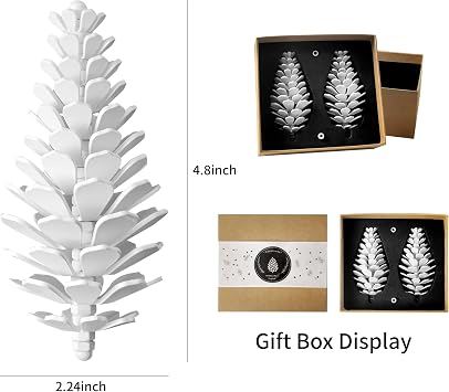 Pinecone Ornaments, Handmade Metal Pinecones, White Christmas Decor, Table Office Wedding Decorations ,Paperweight Pine Cones for Crafts, Home Decor, House Warming Gifts New Home (White Pinecones)